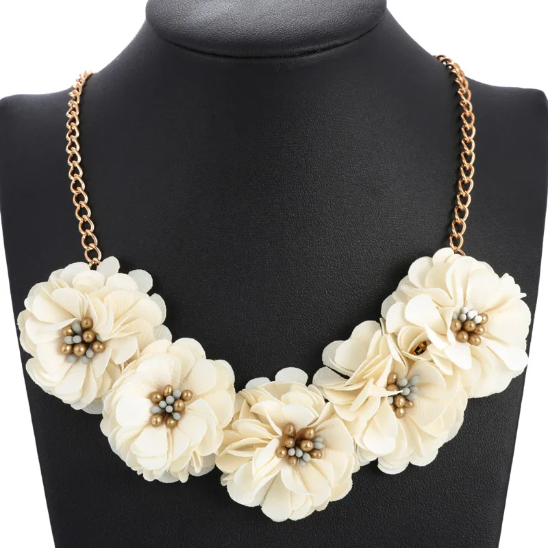 

2019 Fashion Women Chocker Collar Necklace Statement Necklaces & Pendants Crystal Beads Necklace For Women Summer Flower Jewelry