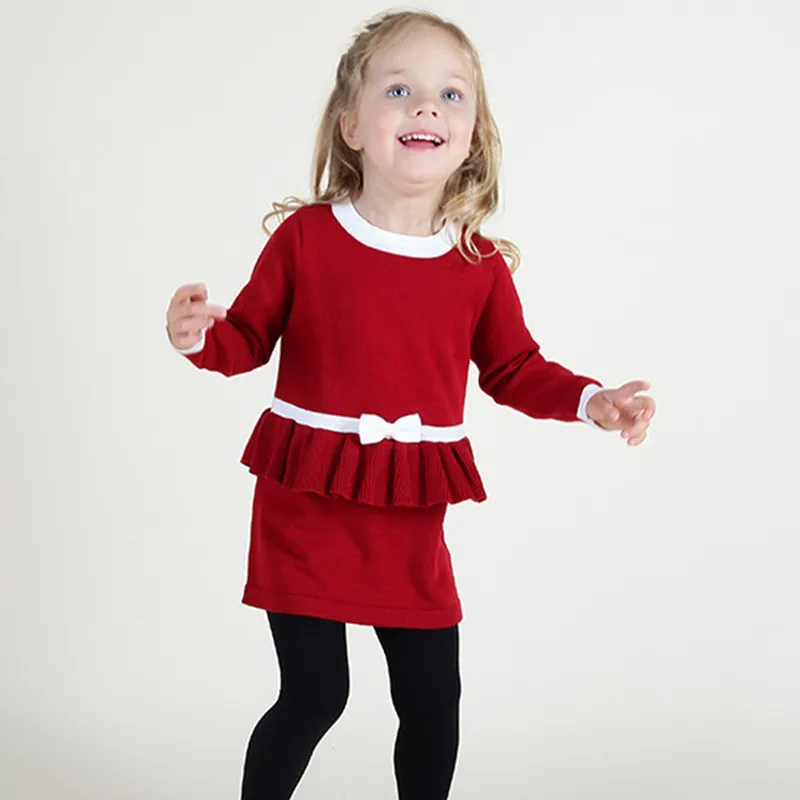 

2018 Fashion Girls Sweater Dress Acrylic Knitted Kids Girls Christmas Dresses Long Sleeves Children Princess Dress Autumn Winter