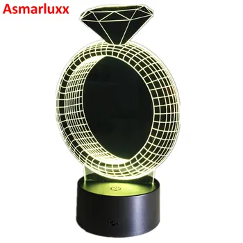 

Diamond Ring Shape 3D Illusion Table Lamp Night Light 7 Color Change Lights for Valentine's Day Girlfriend Bed Lamp