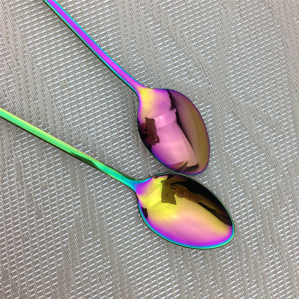 Juice Coffee Stirring Cutlery Set Colorful Teaspoon Ice Cream Long Handle Scoop Tableware Set
