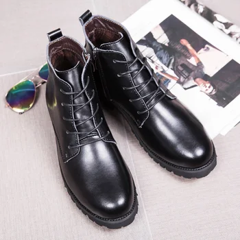 

2019 Spring New Arrivals Fashion Ankle Boots Men Upgrade Motorcycle Boots Wear Comfort Winter Shoes Plus Velvet Keep Warm
