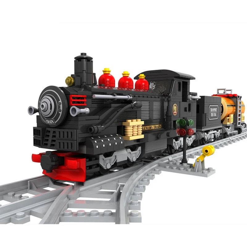 NEW 586Pcs City Steam Cargo Train Rails Traffic Building Blocks Bricks Gift Toy