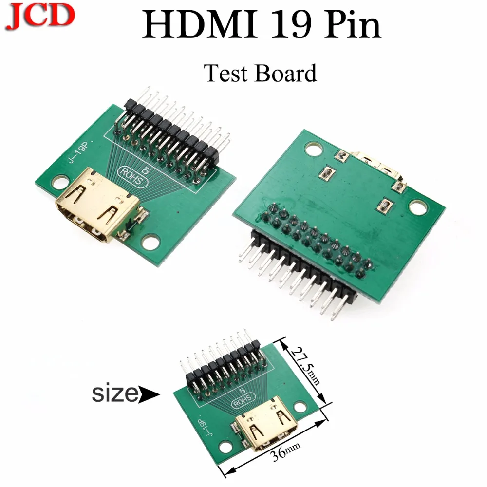 JCD женский мужской печатной платы HDMI Тип C D стандартный штекер с печатной платой 19 P HDMI разъем HDMI 19 Pin HDMI тестовая плата