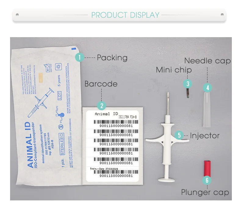 10 шт. ISO Fdx-b RFID чип шприц для собак транспондер 2*12 мм ПЭТ Id чип инжектор для крупного рогатого скота овец