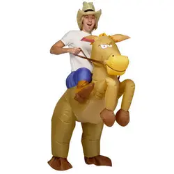 4 цвета надувная лошадь костюмы для взрослых ездить на игрушечные лошадки косплэй веселое платье в виде животного Хэллоуин Карнавальный