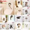 Autocollants muraux décoratifs en Pvc | Vives, en 3d, pour chats, chiens, animaux, décoration des toilettes, bricolage, affiches de toilette, chaton, chiot, autocollants de dessin animé ► Photo 1/6