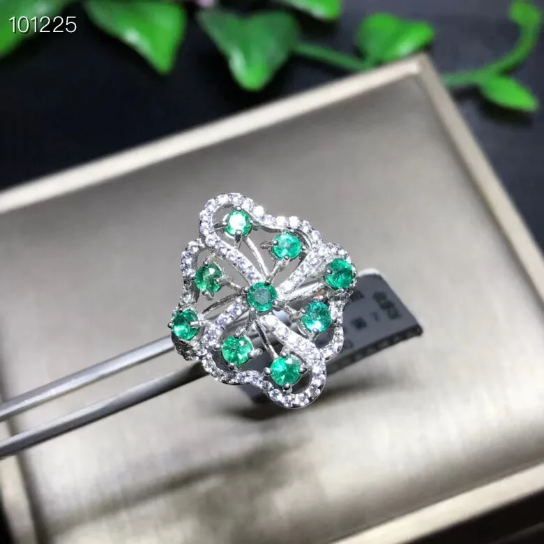 Кольцо с натуральным изумрудом модный качество драгоценных камней насыщенный