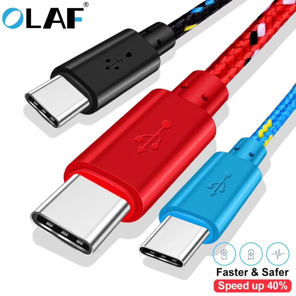 

OLAF USB Type C Cable 1M 2M 3M Nylon Braided Data Sync Fast Charging USB C Cable For Samsung S9 S8 Xiaomi mi9 mi8 mi6 Type-c USB