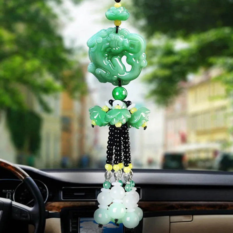 Car Pendant Glass Hanging Ornament Lucky Jade Lotus Fashion Safety