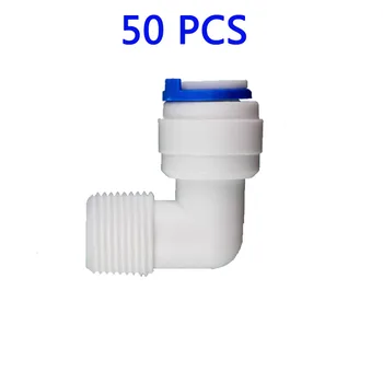 

50 PCS 3/8" OD Hose Quick Connection 3/8" Pipe Elbow Union Connector RO Water Reverse Osmosis Aquarium System Connector Fitting