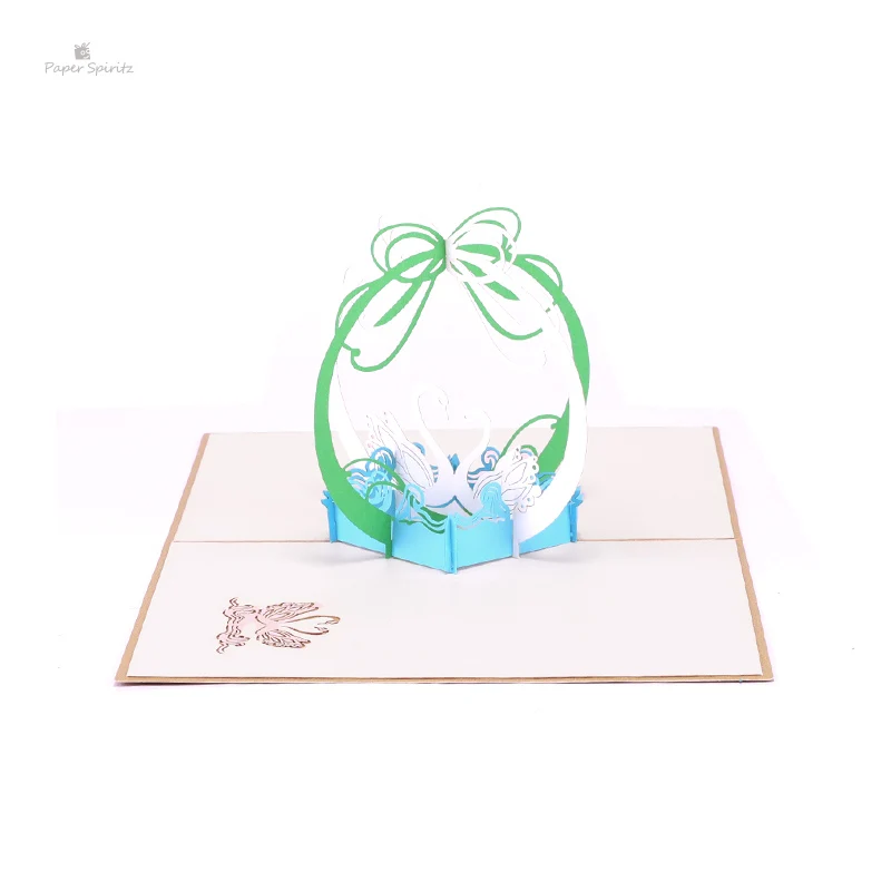 PAPER SPIRITZ Swan 3D laser Paper Pop Up Card With Blank Envelope Invitations Greeting Cards Gift Thanks You Happy Invitation