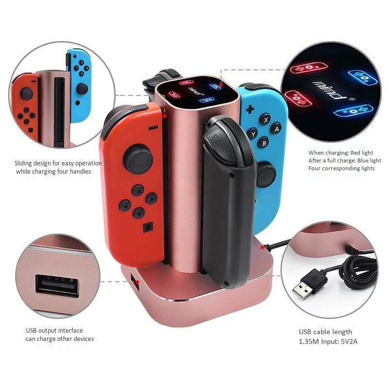 4 в 1 Usb зарядная станция держателя для переключателя NAND Ns Joy-Con ручка контроллер геймпад Led Зарядное устройство Подставка держатель