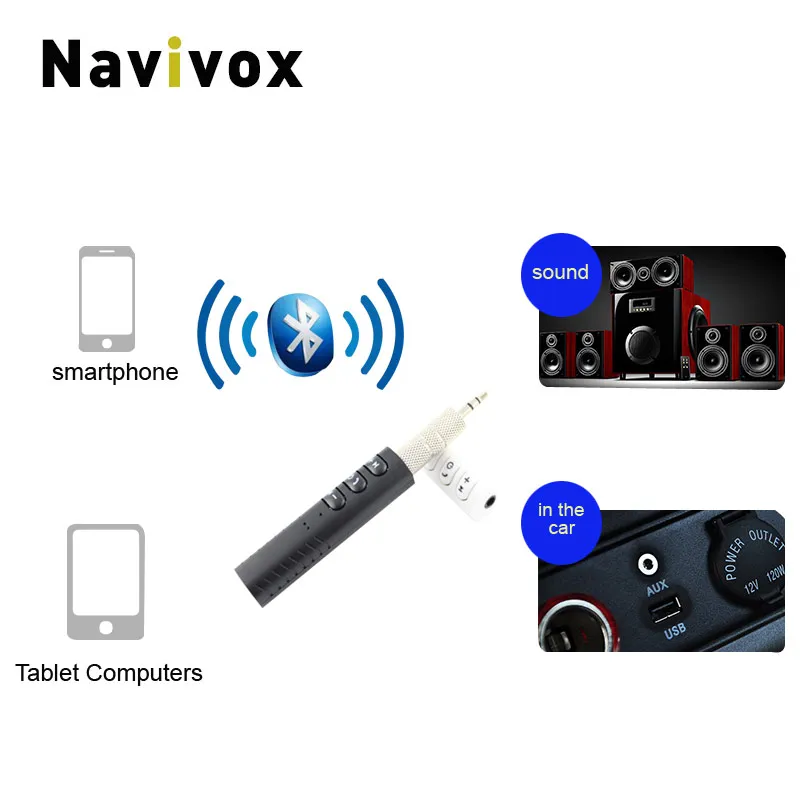 Navivox Универсальный 3,5 мм разъем мини Bluetooth автомобильный комплект Hands free Музыка Аудио приемник адаптер авто AUX комплект