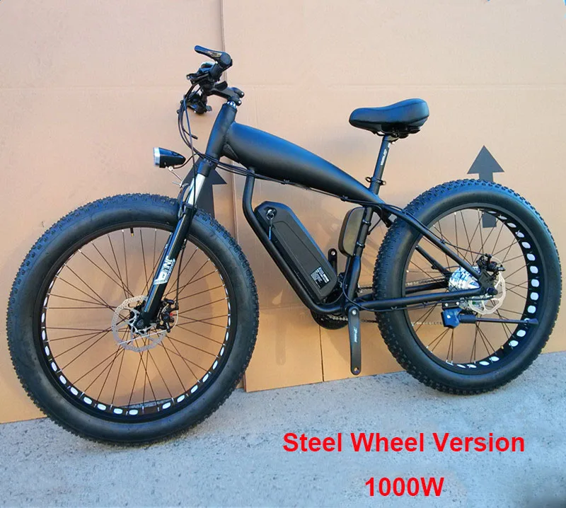 Best Custom 26inch Fat tire ebike 500W-1500W 48V Li-ion snow electric mountain bicycle Hydraulic disc brake Air pressure front fork 3