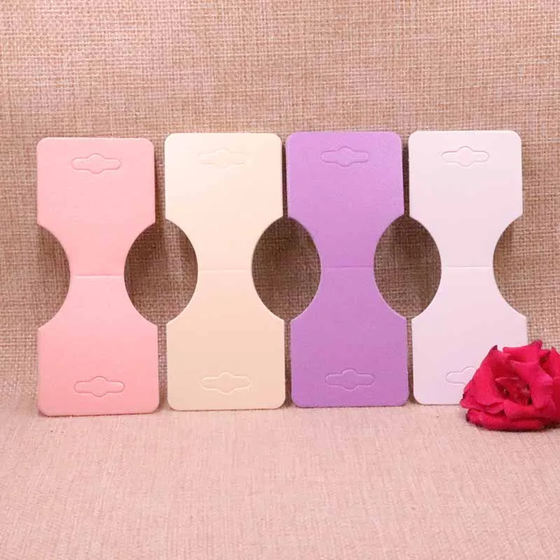 

100PCS 5*12cm pink/beige/purple Paper diy self adhesive necklace headband card bracelet hair accoessories display packing card