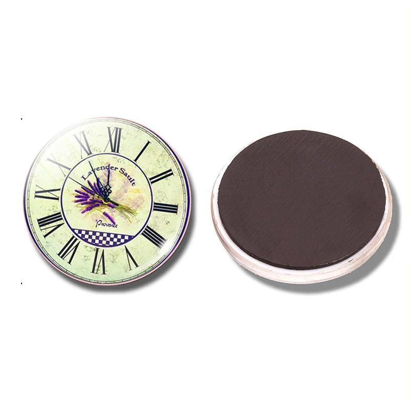 

Lavender Sault Watch 30 MM Fridge Magnet Clock Waiting for Love Glass Dome Magnetic Refrigerator Stickers Note Holder Home Decor