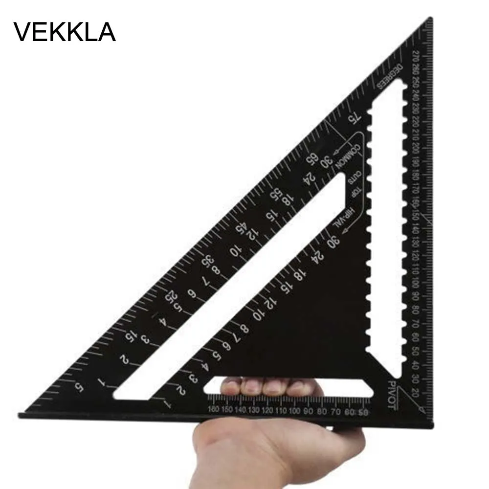 

12Inch Aluminum Alloy High-Precision Triangle Ruler Metric And Imperial DurableTriangle Ruler Square Protractor For All Building