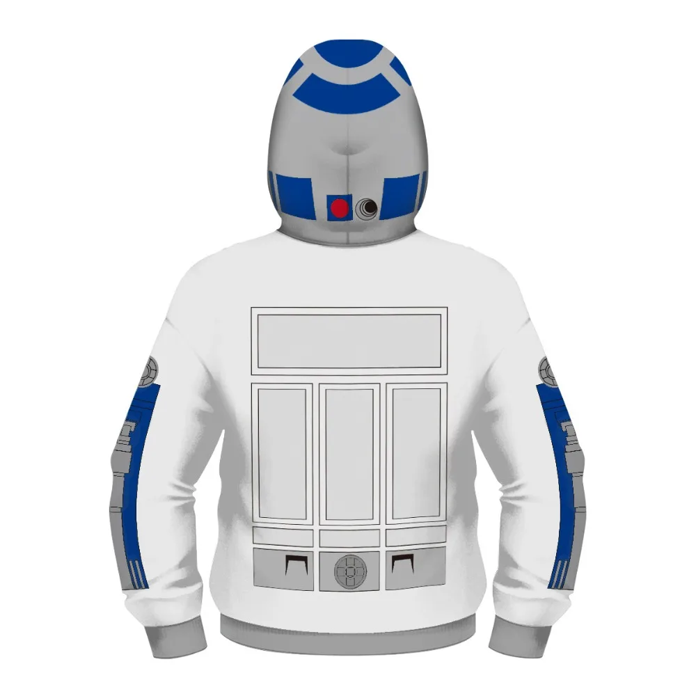 Фильма Звездные войны Робот R2 кофты Костюмы для косплея осень обувь для мужчин и женщин аниме 3D печати куртка на молнии с капюшоном свитер