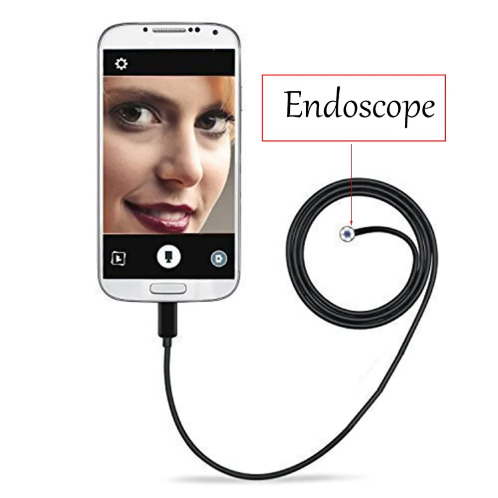 

Waterproof HD 2M 5.5mm Endoscope Mini USB Camera Borescope Photo Capture Inspection Scope 6 White LEDs Tube for Android Phone PC