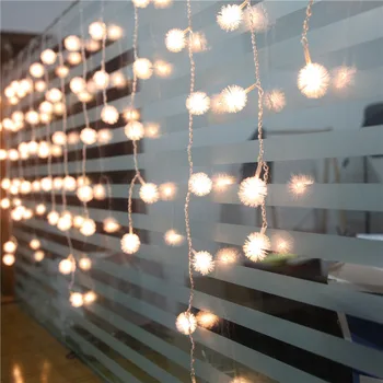 

Full Edelweiss Ball Christmas Lights 4M 100 Led Fuzzy Ball Twinkle Curtain Lights Lamp For Party Wedding