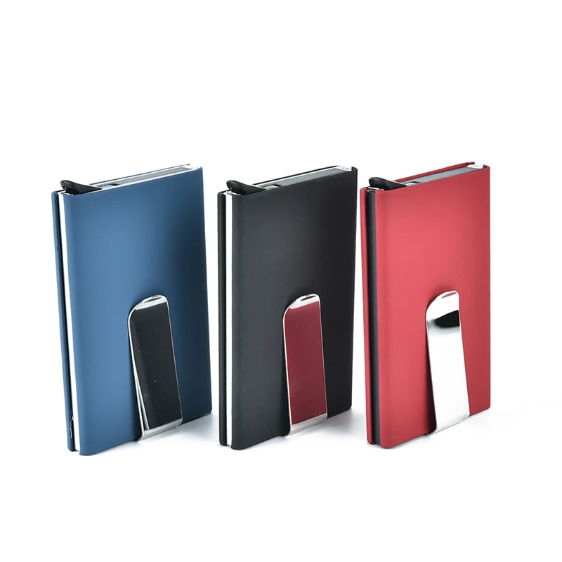 Mini Slim Metal Wallet Automatic Pop Up Card Case Business Credit Card Holder Wallet Pocket ID Card Holder Rfid Blocking