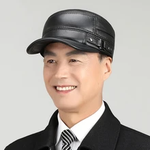 Тепловая Новинка высокое качество шапки из натуральной кожи для женщин и мужчин Кадетская шапка военная шапка из воловьей кожи теплая зимняя шапка