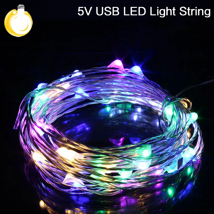 

led string lights 10M 33ft 100led 5V USB powered outdoor lighting RGB copper wire christmas festival wedding party decoration