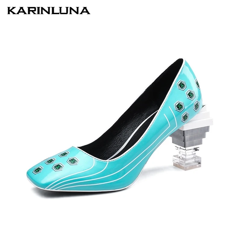 

Karinluna Hot Sale Fashion Large Size 33-43 Strange Style Women Pumps Woman Shoes Square Toe Slip On Party Shoes Woman