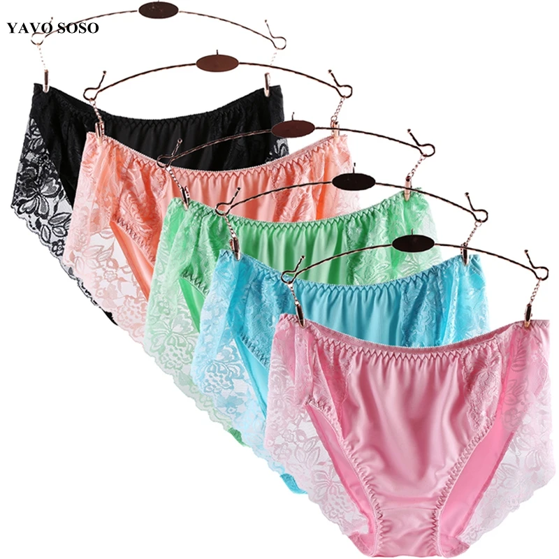 

YAVO SOSO High Quality Luxury Lace sexy lingeries Briefs Women Underwears plus size 4XL Milk silk Women Panties Intimates