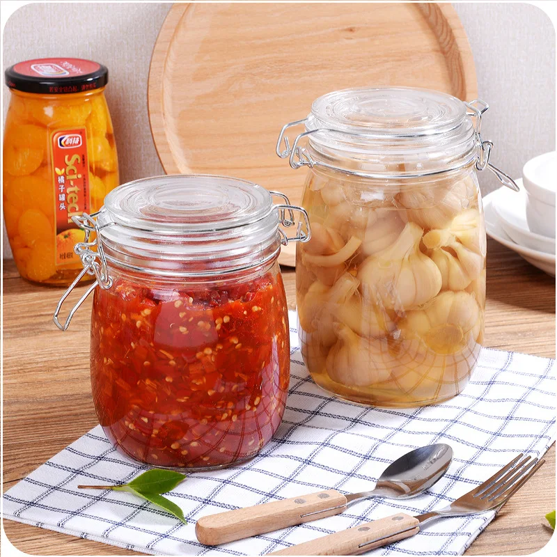 RSCHEF 1 pcs الجرار للتوابل التخزين الزجاج زجاجات الجرار مع غطاء قدرة العسل برطمان للحلوى المطبخ تخزين الحاويات الزجاج جرة
