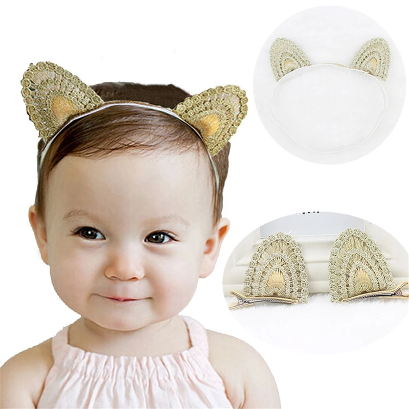 1 Pcs Novelty Kids Cat Ears Headbands Nylon Hairband Festival Hair