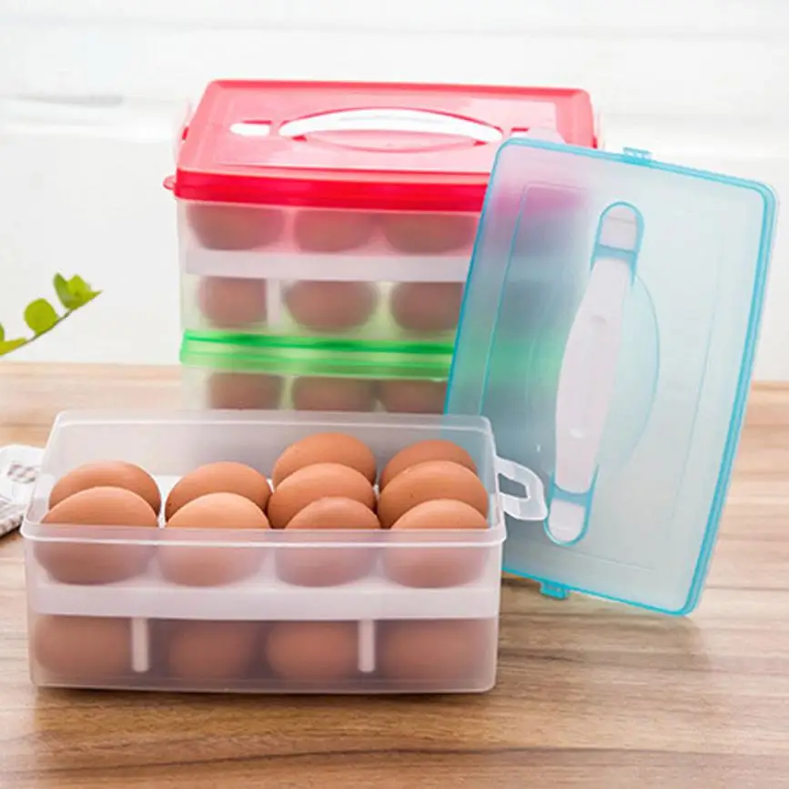 24 Eggs Airtight plastic Storage Box container for eggs Double Layer