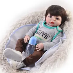 23 дюймов 57 см Возрожденный силикон Младенцы малышей куклы детские игрушки куклы кукла подарок на день рождения раннее образование Детская