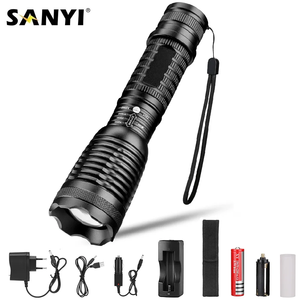 

Tactical Flashlight 5 Modes XML T6 LED Waterproof Zoom Focus Torch Camping Lantern Flash Light by 18650 Rechargeable Battery