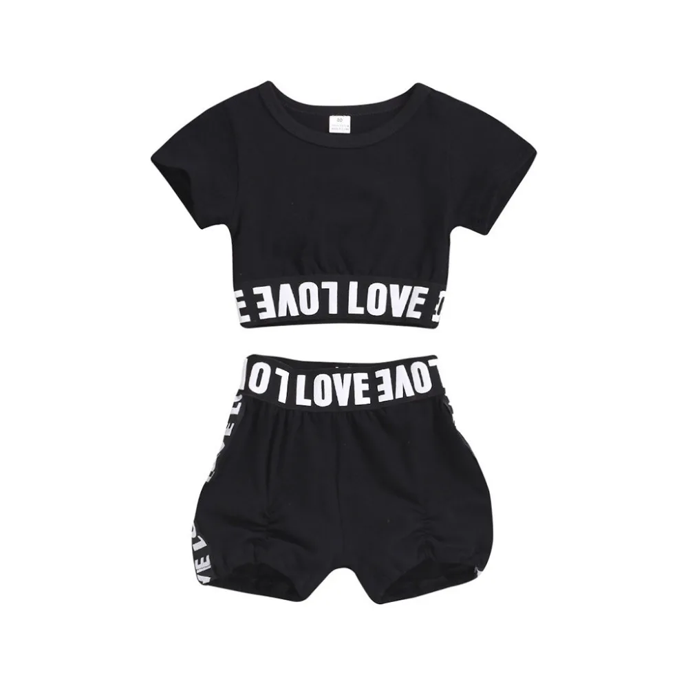 

Toddler Kid Baby Girl Clothes Letter Print T-Shirt Tops+Shorts Pants Outfits Set girls clothes summer 0327