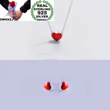 OMHXZJ Личность модные туфли из органической кожи для девушек и женщин вечерние красное сердце 925 пробы серебряные серьги+ Цепочки и ожерелья комплект ювелирных изделий SE07
