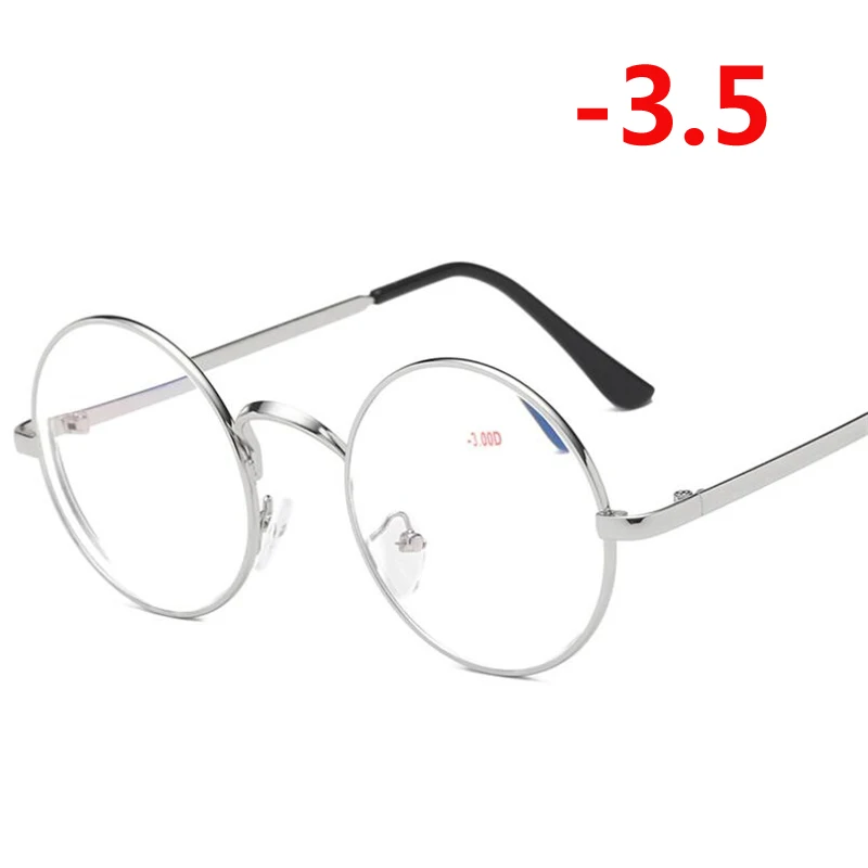 1,0-1,5-2,0-2,5 до-4,0 готовые очки для близорукости для женщин мужчин анти синий Llight короткие очки для коррекции зрения круглые очки для близорукости - Цвет оправы: Myopia 350