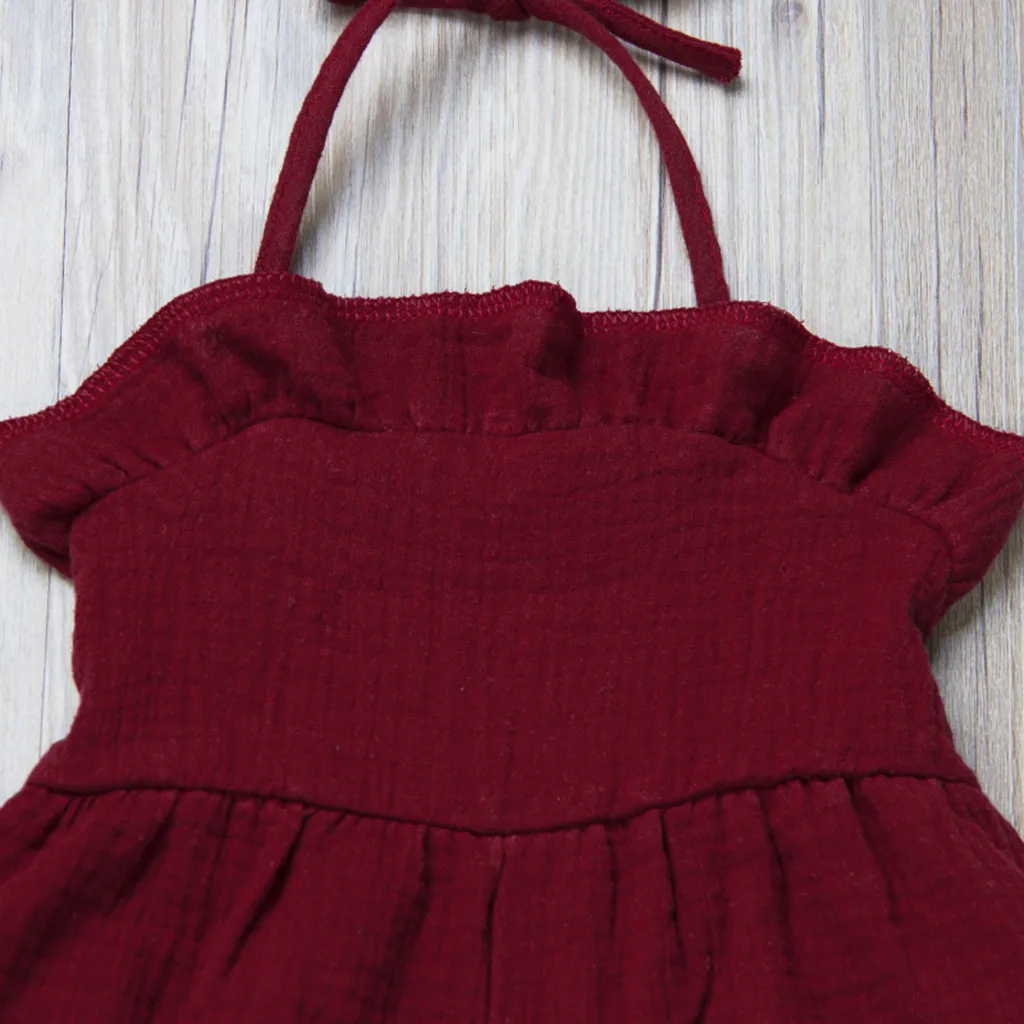 

Summer Toddler Kids Girls Ruffles Solid Suspenders Romper Jumpsuit Clothes F4
