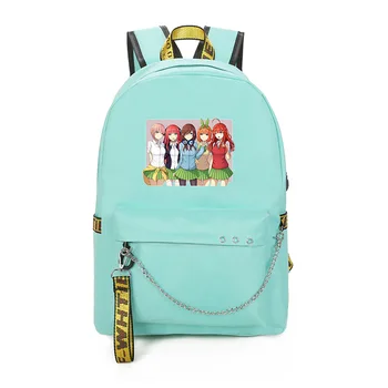 

The Quintessential Quintuplets Women Cute Backpack Nakano Miku Kawaii Anime Bags USB Charging Laptop Backpack Girls Bagpack
