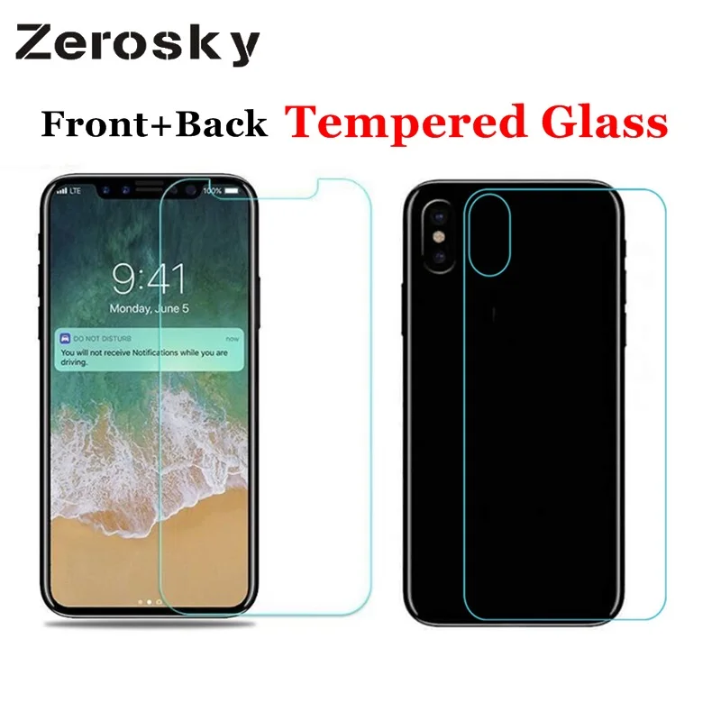 Zerosky для Apple iPhone X 9 H 2.5D 0,26 мм передняя+ задняя закаленная стеклянная Защитная пленка для экрана против царапин для iPhone X