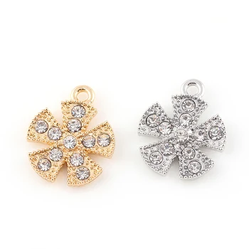 

20Pcs/lot 20*17MM Silver Gold Color Crystal Flower Charm Dangle For Necklace Making Accessories