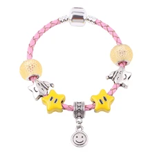 Dodocharms милые желтые звезды бусины улыбка кулон DIY подходит для женщин браслет очаровательные подарочные украшения предпочитаемый