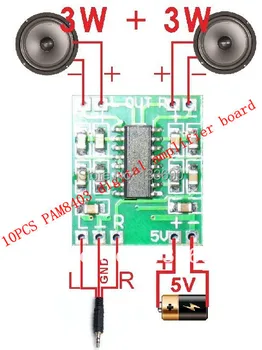 

2PCS PAM8403 module digital power amplifier board miniature class D power amplifier board 2 * 3w high 2.5 ~ 5v USB power supply