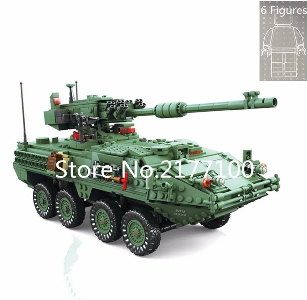 

KAZI 10001 Military Technic Series the Stryker M1128 MGS model Building Block set Classic Tank education Toys for children