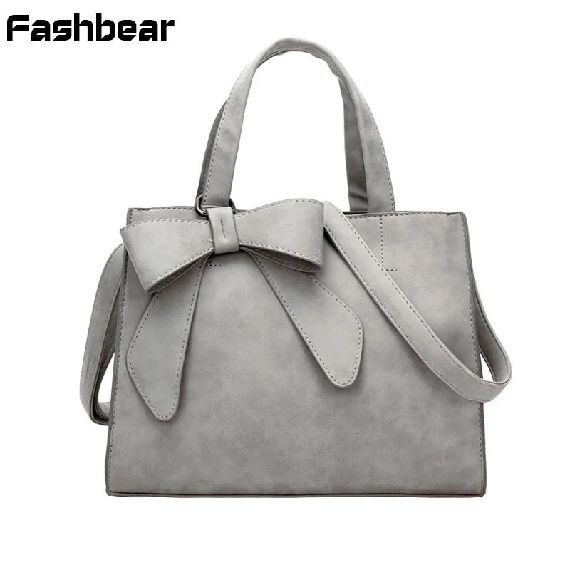 

Designer Shoulder Bag 2018 Fashion Women Bowknot Tote Bag Pu Messenger Bag Grinding Surface Handbag Fashion Ladies Canvas Bag
