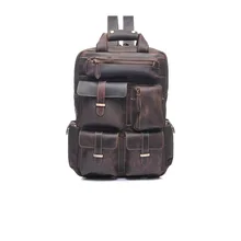 2019 Top Brand New Crazy Horse Leather Backpack Men Retro Travel Bag Large Men's Leather Backpack Travel Large Capacity retro first layer of leather cylinder travel bag large capacity retro crazy leather men bag leather zipper bag