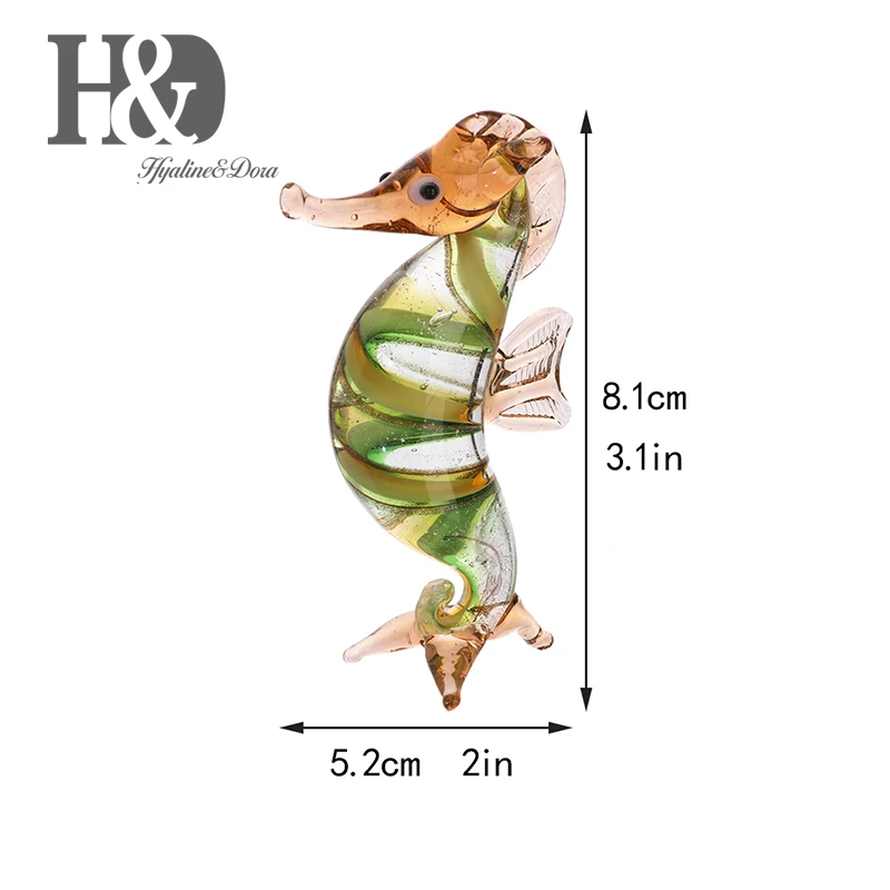 H& D 3,1 дюймов маленький стеклянный морской конек Морская жизнь скульптура Дикая жизнь статуэтка ручной работы выдувное стекло искусство домашний декор стола