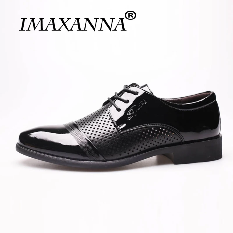 

IMAXANNA Hot Sale Men's Shoes Leather Holes Design Summer Breathable Shoes Spring Autumn Business Men Flats Sapato Masculino