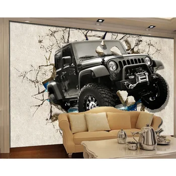 

Retro Car Brick Wall Painting Home Decor Wall Papers 3D Children's Room Bedroom Living Room Self Adhesive Vinyl / Silk Wallpaper