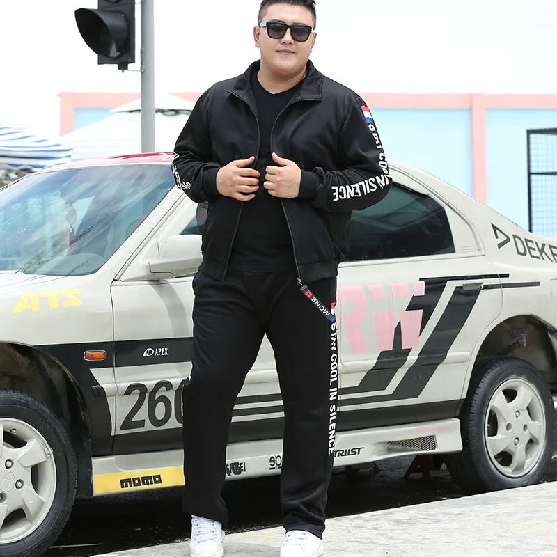 Flash Sale M-9XL Large Size Tracksuit Set Men Autumn Spring Sportwear Men Zipper Coat Pants 2 Piece Sets Sweat Suit Sporting Fitness Sets